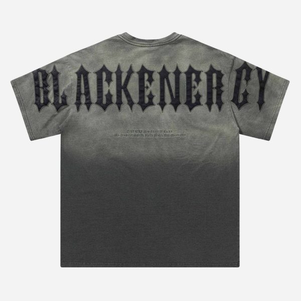 Tie-dye Gradient Letter Embroidery T-shirt - 1542