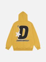 Star Letter Print Hooded Sweatshirt