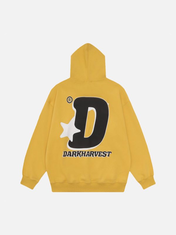 Star Letter Print Hooded Sweatshirt