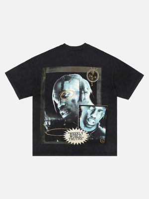 European And American Dark Characters Printed Short-sleeved T-shirt