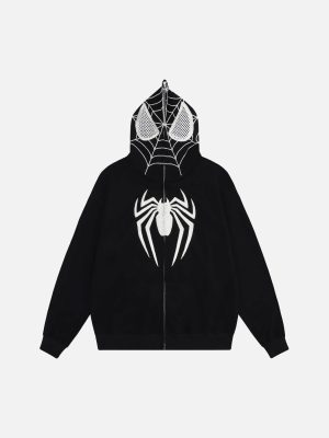 Spider Web Embroidery Eye Viewable Hoodie
