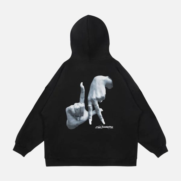 Gesture Print Hoodie -1268