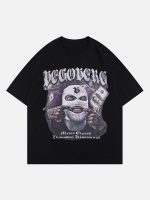 Masked Gangster Portrait Printed T-Shirt-1533