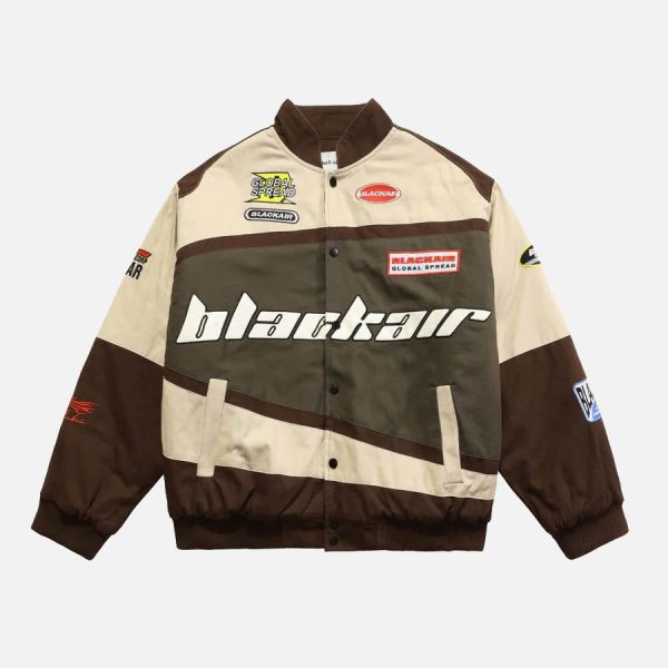 Retro Style Quilted Racing Jacket -1297