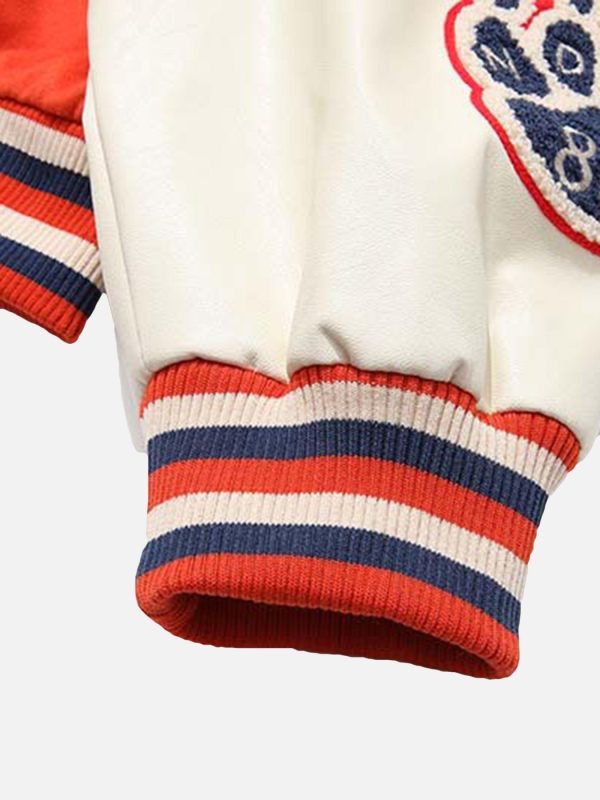 Letter-embroidered Contrasting Jacket
