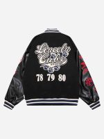 Letter-embroidered Contrasting Jacket
