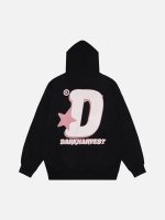 Star Letter Print Hooded Sweatshirt