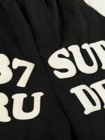 Suede Letter Embroidery Shorts