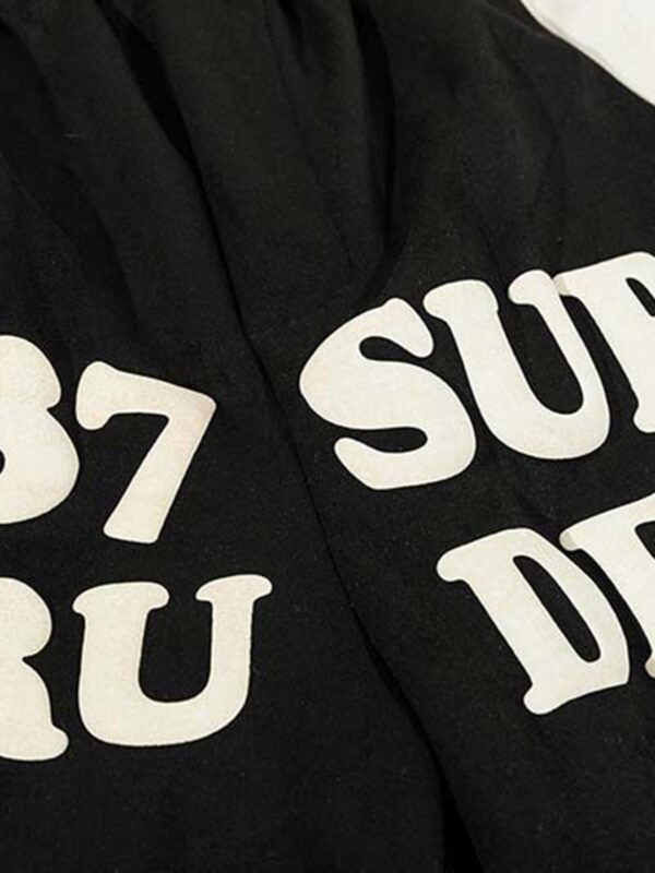 Suede Letter Embroidery Shorts