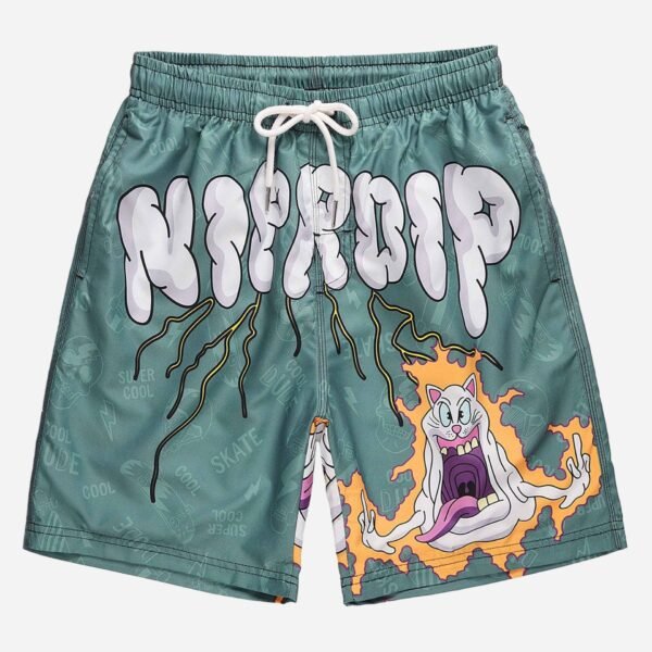 Cartoon Cat and Letter Graffiti Shorts