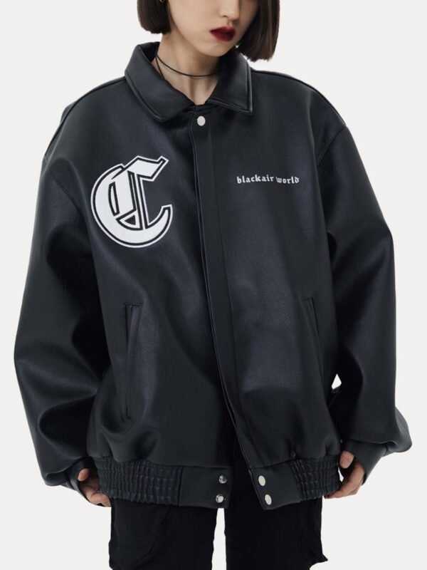 Stallion Letter PU Leather Jacket - 1635