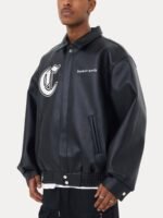 Stallion Letter PU Leather Jacket - 1635