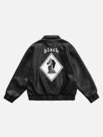 Stallion Letter PU Leather Jacket - 1635