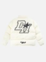 American Retro Letter Print Autumn And Winter Thickening Loose Down Jacket Couple Models -1393