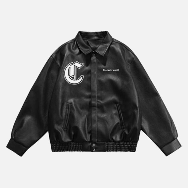 Stallion Letter PU Leather Jacket - 1635