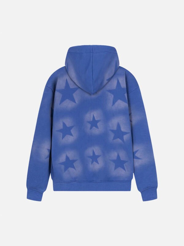 Star Letter Print Zipper Hoodie Jacket - 1540