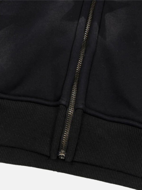 Star Letter Print Zipper Hoodie Jacket - 1540