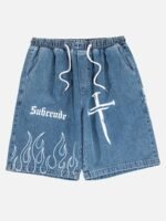 Flame Print Loose Shorts