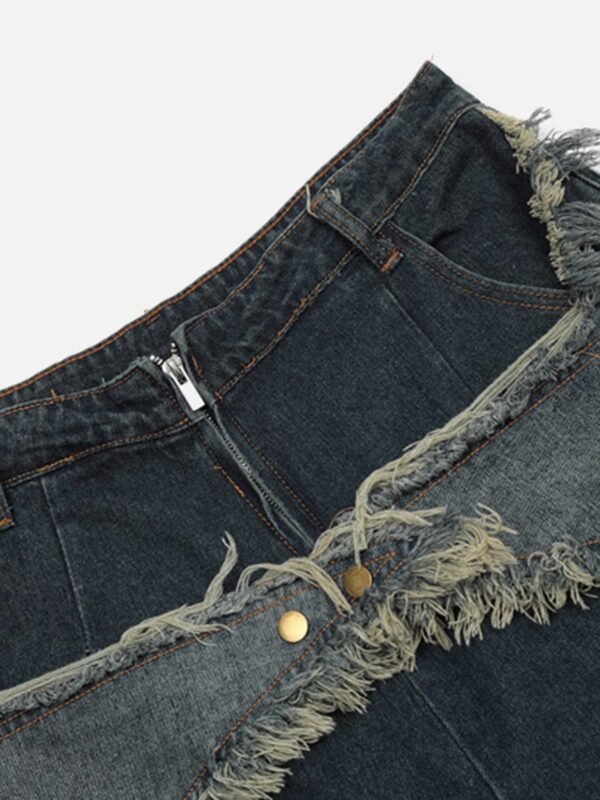 American Pentagram Tassel Patch Denim Shorts
