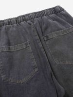 American Washed Elastic Waist Denim Casual Pants