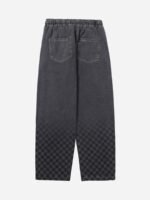 American Washed Elastic Waist Denim Casual Pants