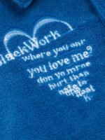 Hip-hop Loose Letters Embroidered Patch Faux Lambswool Jacket - 1590