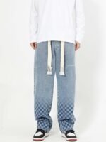 American Washed Elastic Waist Denim Casual Pants